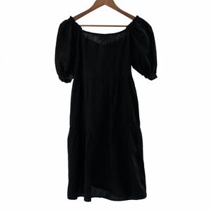 Who What Wear Black Mini Dress with Puff Sleeves